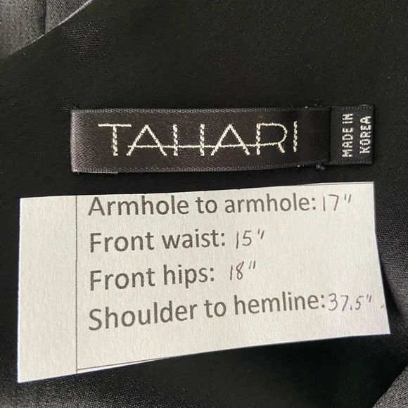 NWT Tahari Black Satin-like Cocktail Dress Size 8 Sleeveless Sheath - Picture 10 of 12